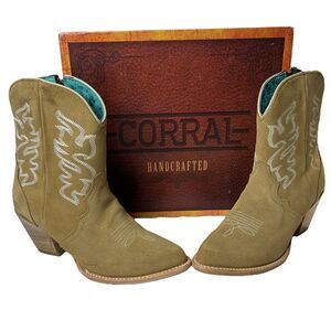 NEW Corral Embroidered Western Heeled Boot Camel Coachella 8.5M MINOR FLAWS